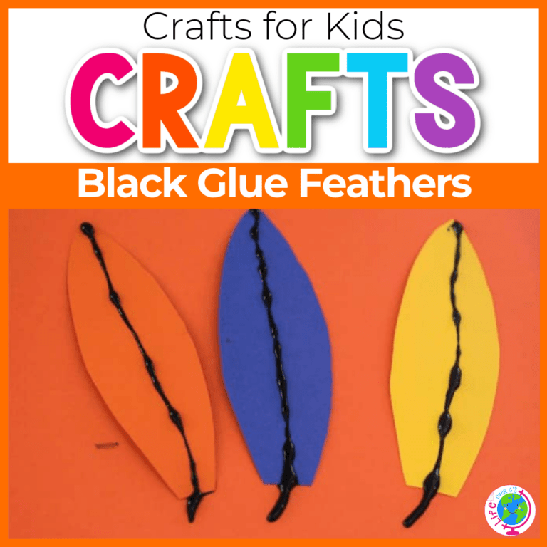 black glue feathers crafts for kids