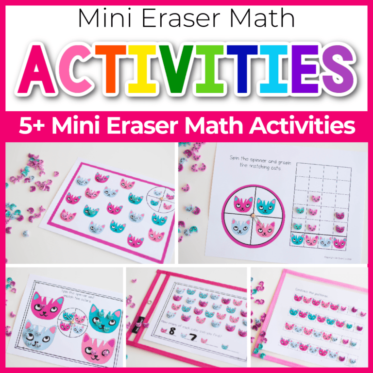 cat mini eraser math activitie