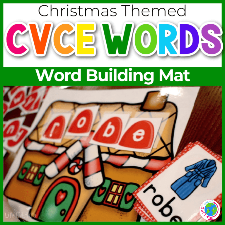 christmas cvce words word building mat gingerbread house gumdrops letters