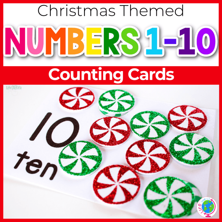 free printable peppermint counting cards for numbers 1-10