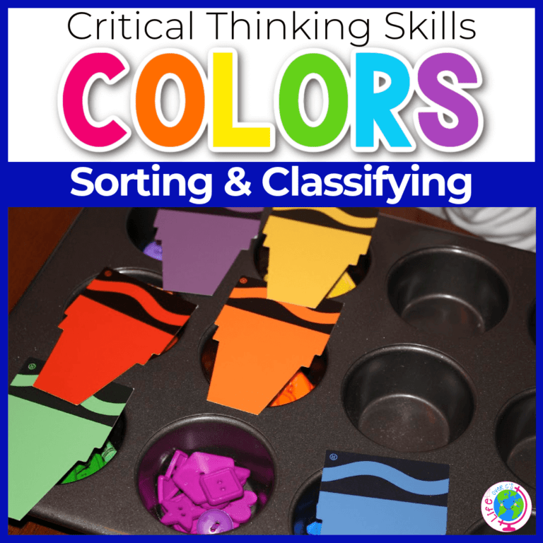 color button sorting and classifying for critical thinking skills in preschool