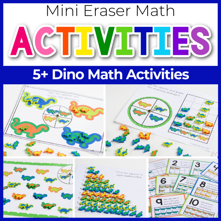 dino mini eraser math activities