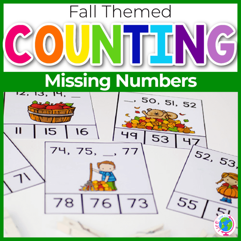 fall missing number clip cards math activity