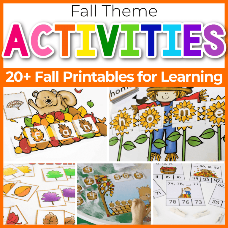 fall theme printables for preschool and kindergarten