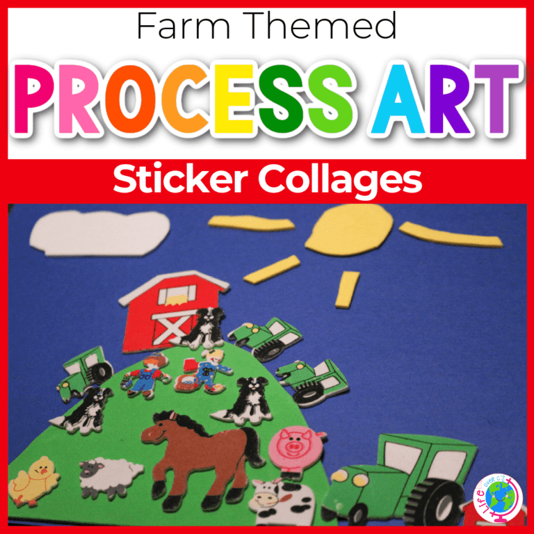 farm theme sticker collages process art for kids