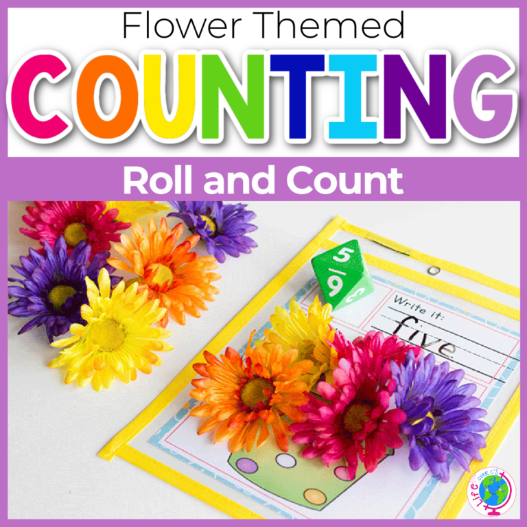 flower counting roll and count spring free printable math activity for preschool
