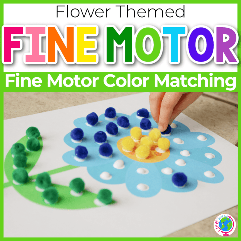 flower pom pom fine motor color matching