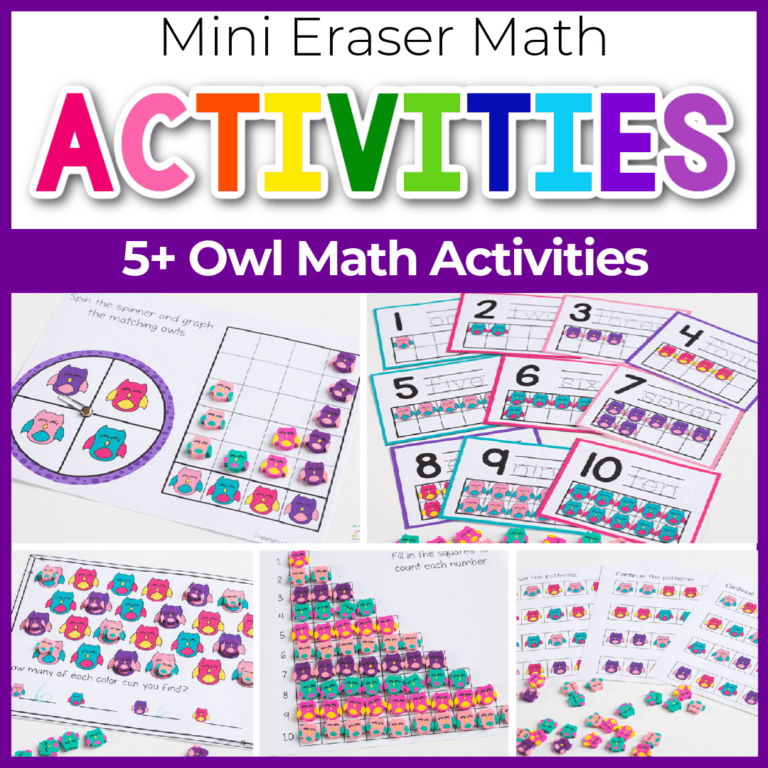 owl mini eraser math activities