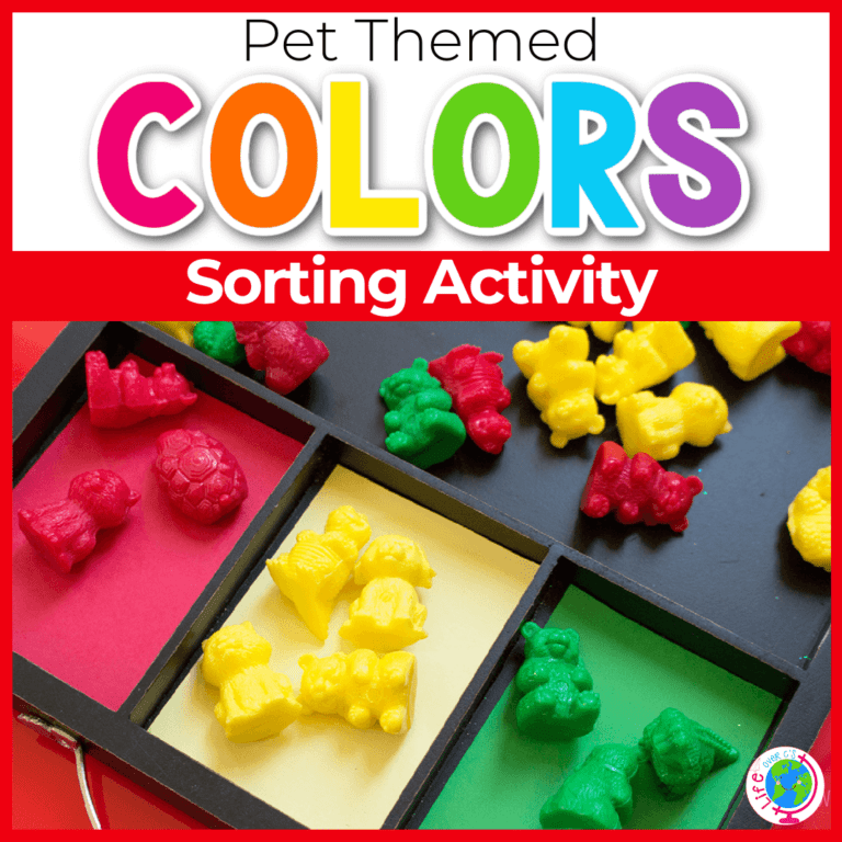 pet theme color sorting activity for preschoolers