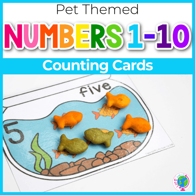 pet themed goldfish number counting cards