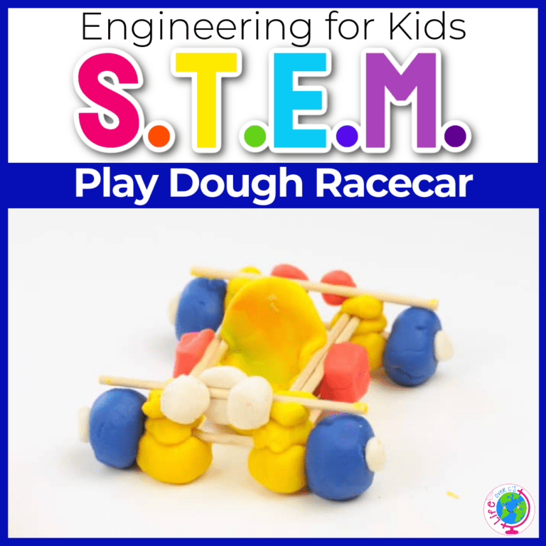 play dough racecar experiment for kids