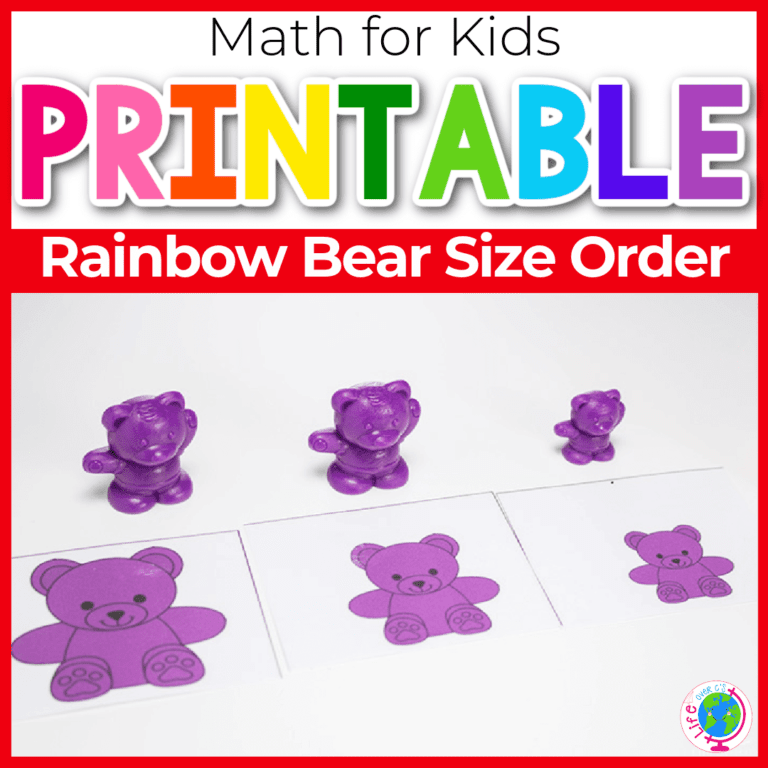 rainbow bear size order cards for preschoolers