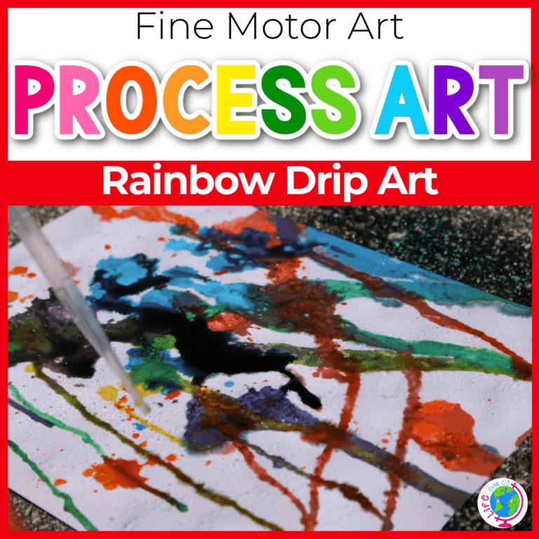 rainbow drip art fine motor process art activity for preschool