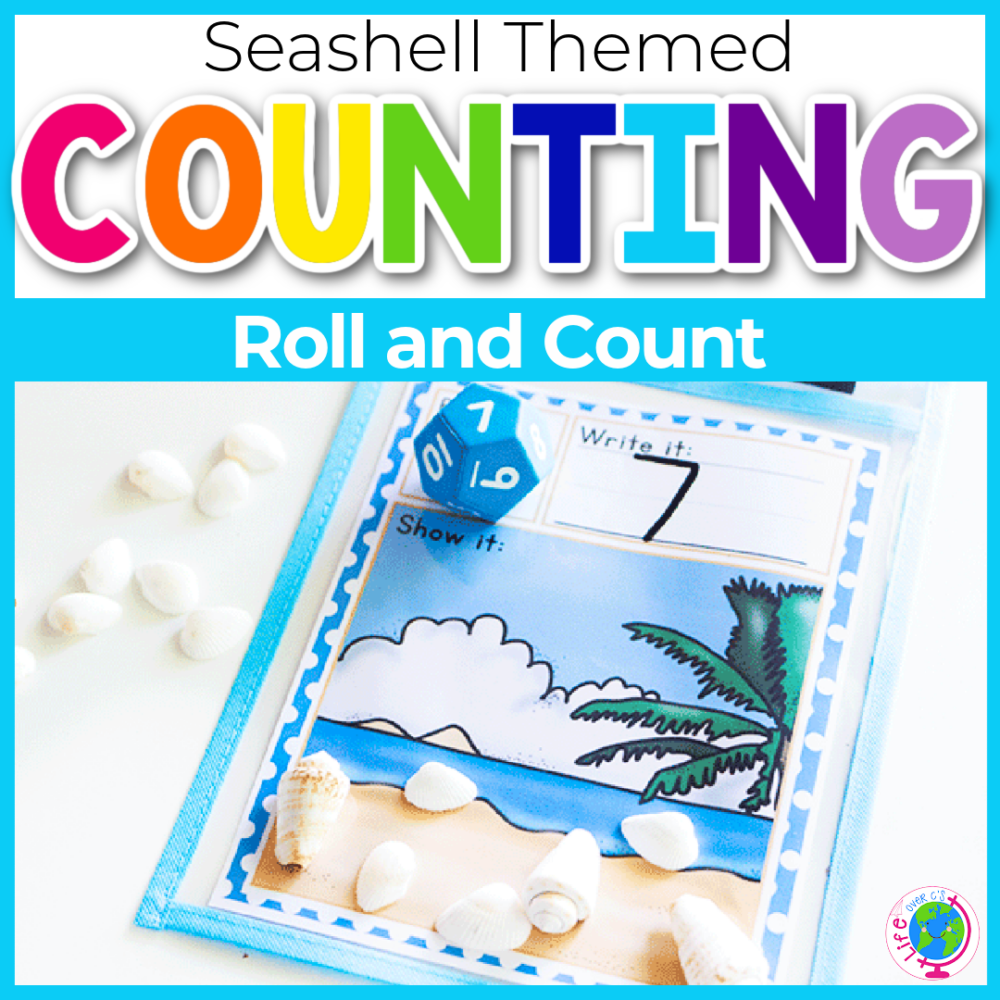 Free Printable Seashells Roll and Count Activity