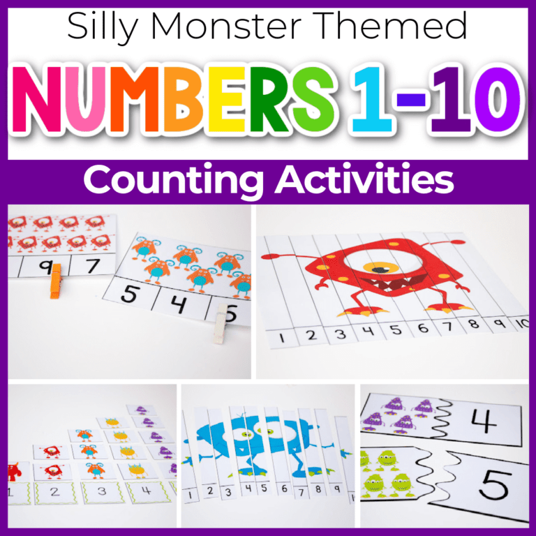 silly monster counting to ten printables for preschool math activities