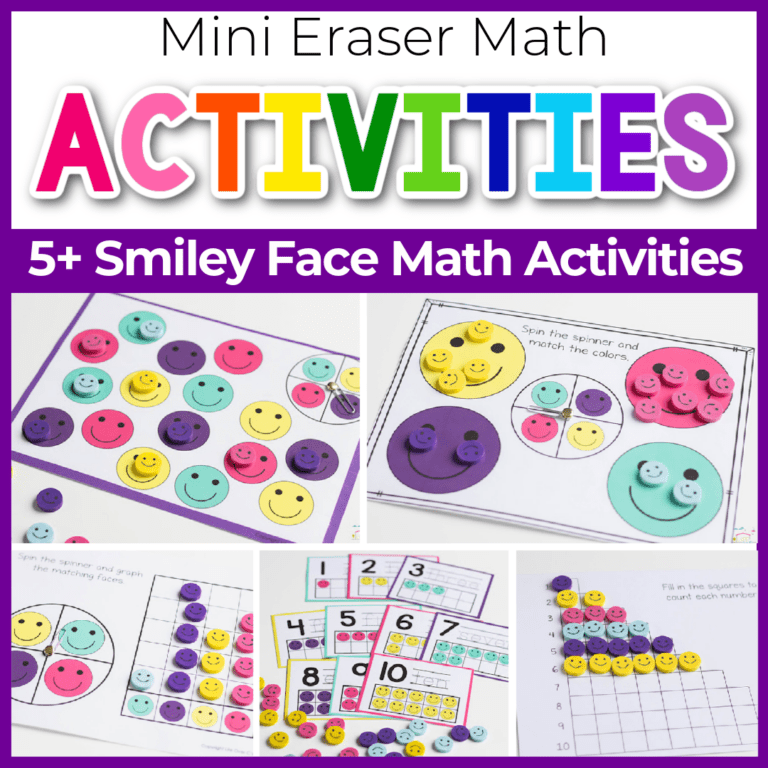 smiley face mini eraser math activities
