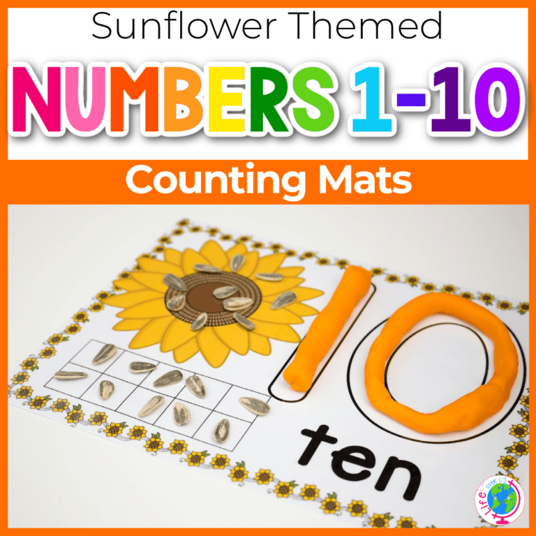 sunflower play dough counting number mats for 1 to 10