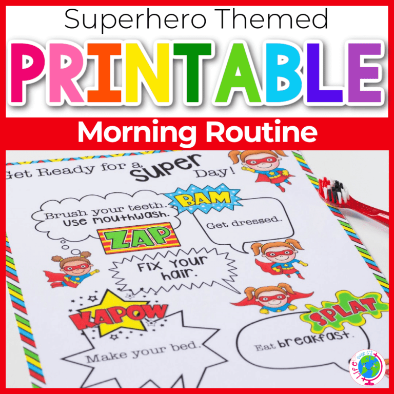 superhero theme morning routine poster free printable
