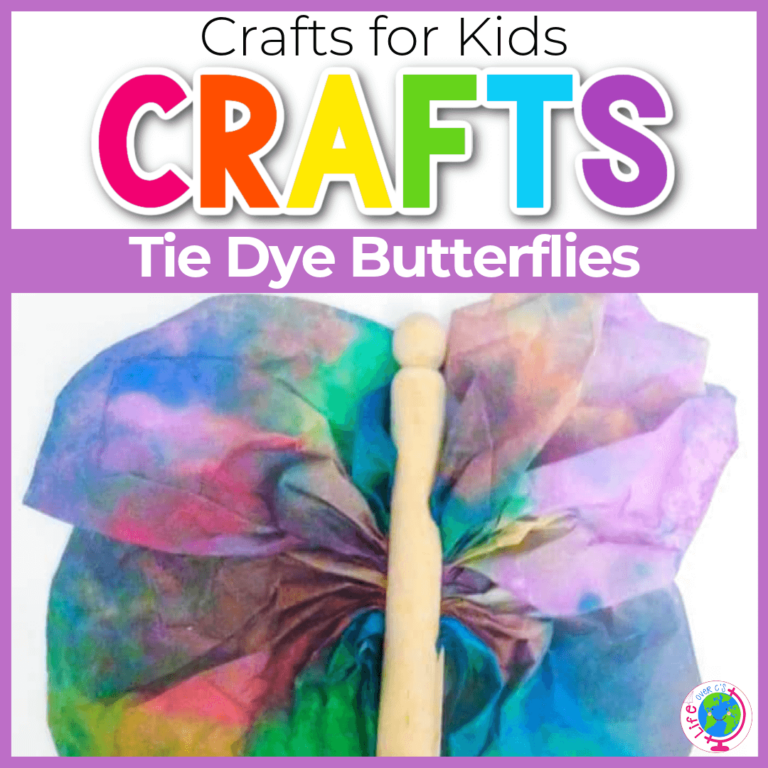 tie dye coffee filters with clothespin in the shape of a butterfly