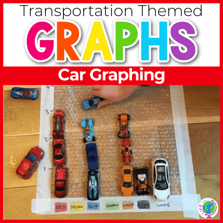 transportation theme car graphing on a bubble wrap road