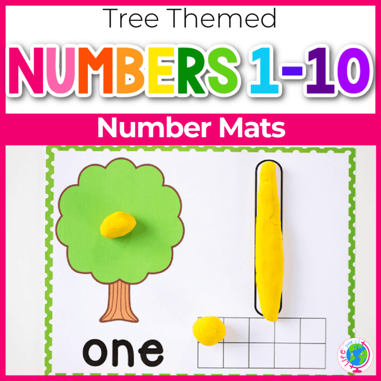 tree number counting play dough mat for preschool with ten frame