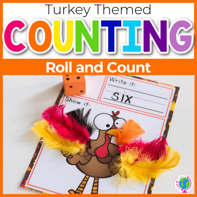 thanksgiving turkey counting roll and count fall math game for preschool
