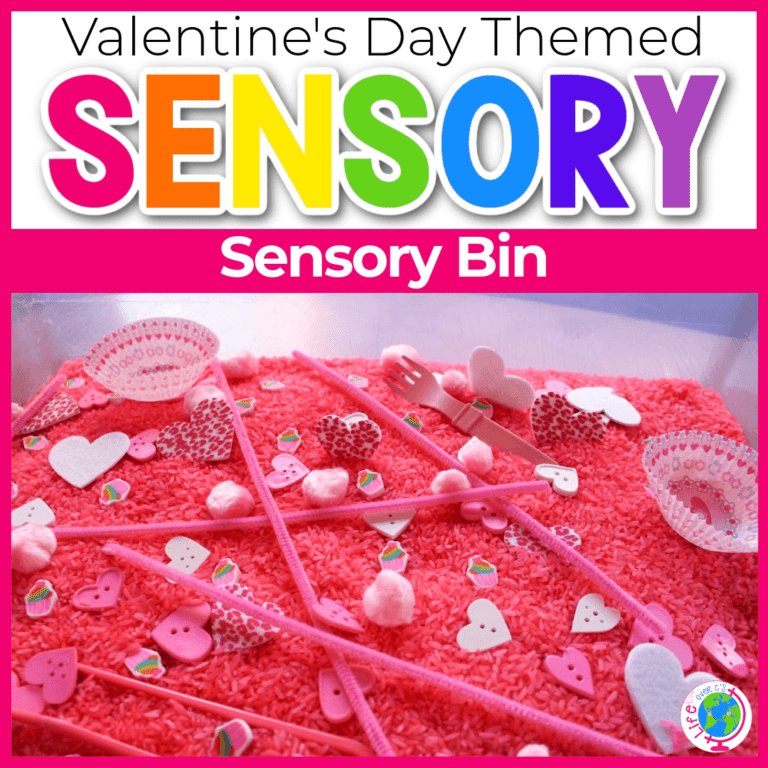 valentine's day themed sensory bin for preschoolers