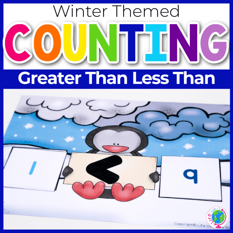 winter penguin greater than less than mat