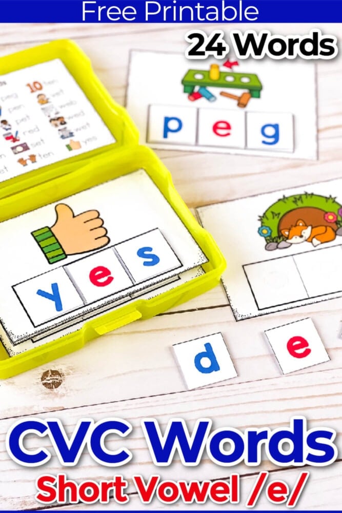 short e cvc words building activity