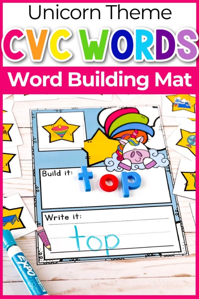 Rainbow Unicorn CVC Word Building Mat for Kindergarten 4 rainbow unicorn cvc word building mats
