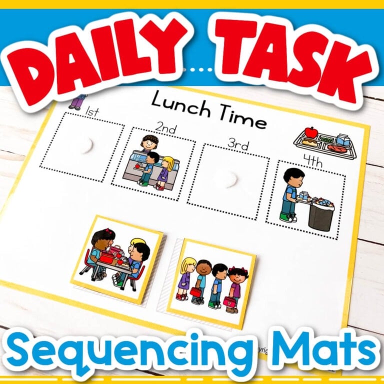 differentiated daily task sequencing activities for kids photo shows lunch time sequencing mat