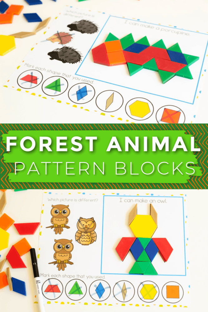 forest animal pattern block template for preschoolers pattern block owl and pattern block hedgehog