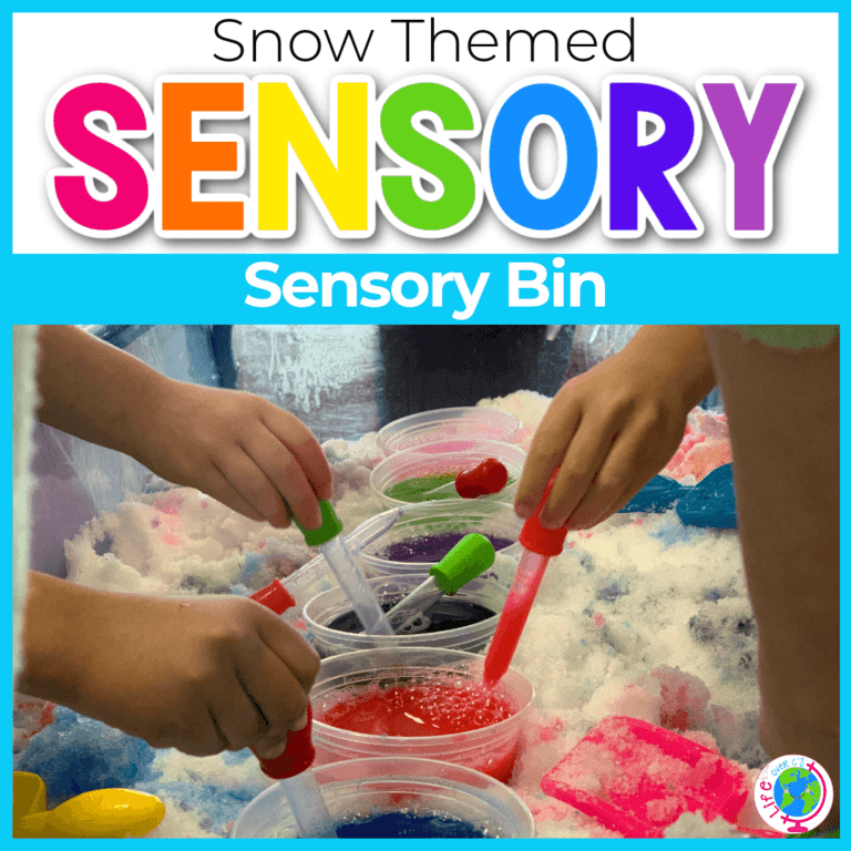 easy snow sensory bin for preschoolers