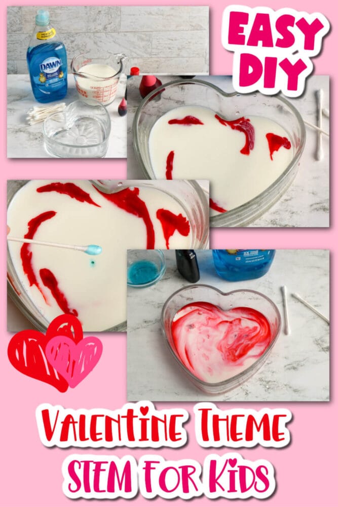 easy diy valentine theme stem for kids magic milk science experiment for kids in a heart shaped bowl