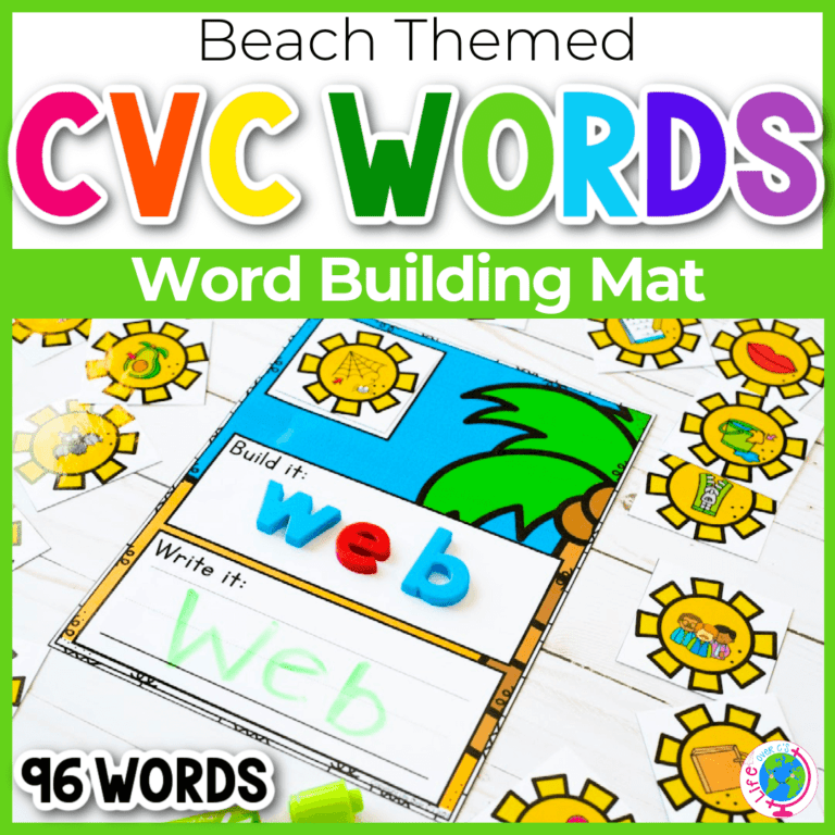 summer themed cvc words for kindergarten