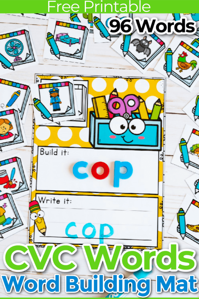 school themed cvc word building mats