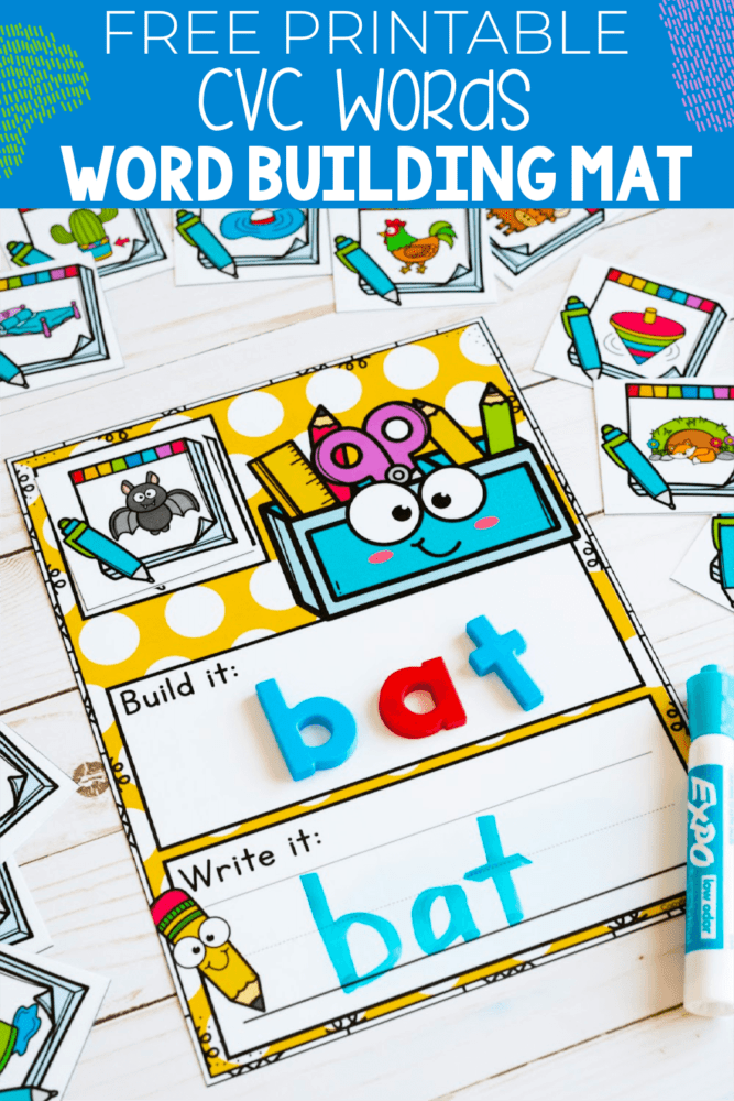 school themed cvc word building mats