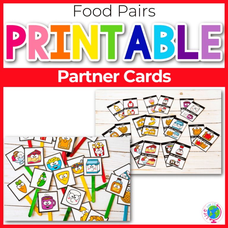 free printable partner cards food pair theme