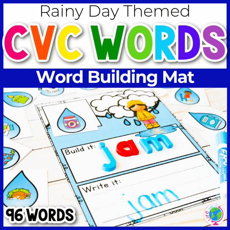 rainy day themed cvc word building mats.
