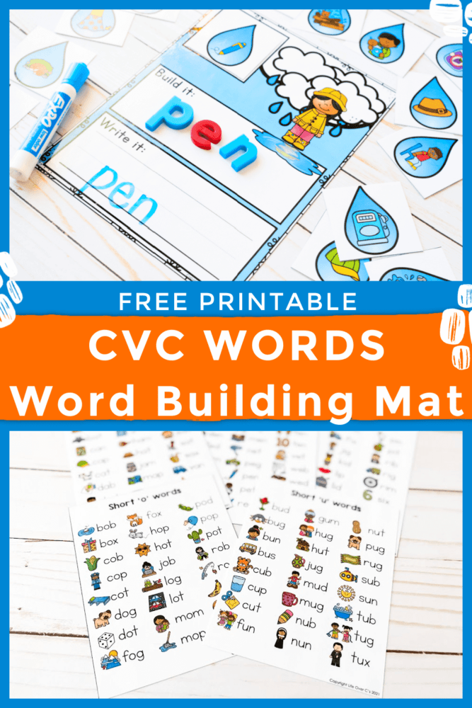 rainy day themed cvc word building mats
