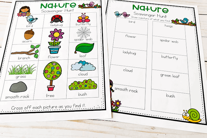 nature scavenger hunt for kids free printable