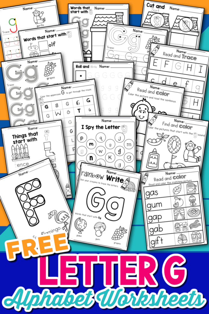 the letter g worksheet set includes letter tracing worksheets and beginning sounds worksheets.