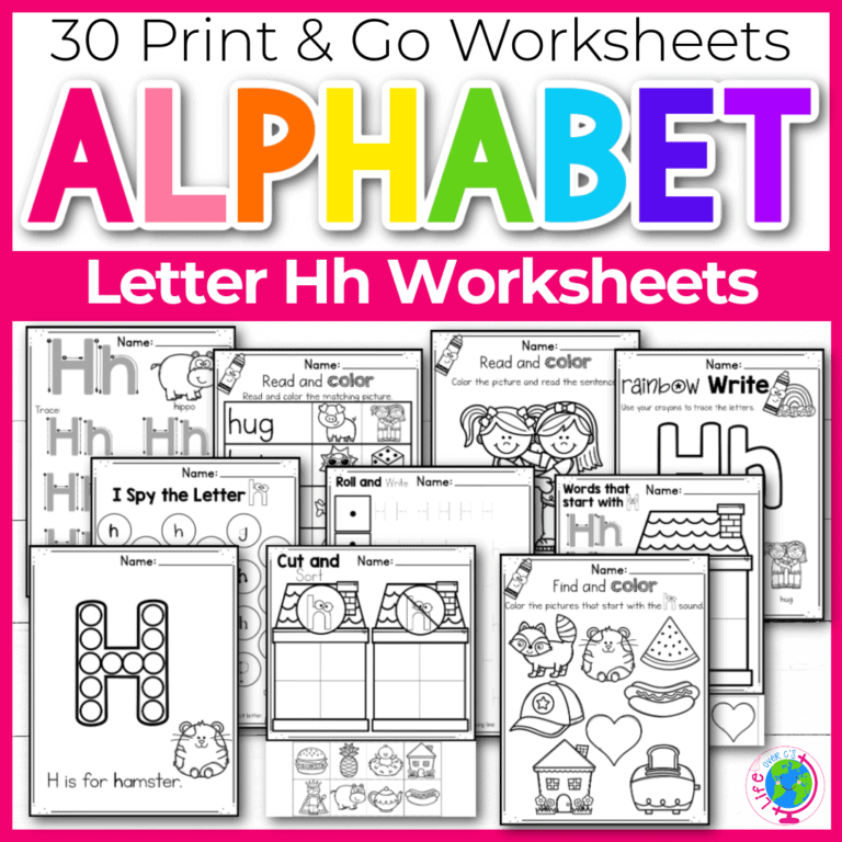 learn all about the letter h with these letter recognition worksheets.