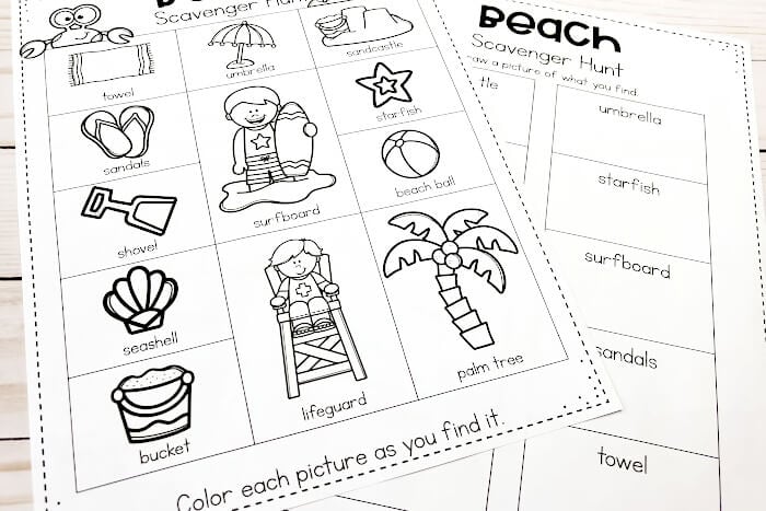 Free Printable Beach Scavenger Hunt for Kids 8 the beach scavenger hunt for kids free printable is available in color or black and white.