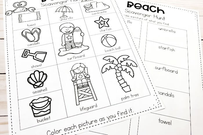 Beach color by number - additions & subtractions - Treasure hunt 4 Kids