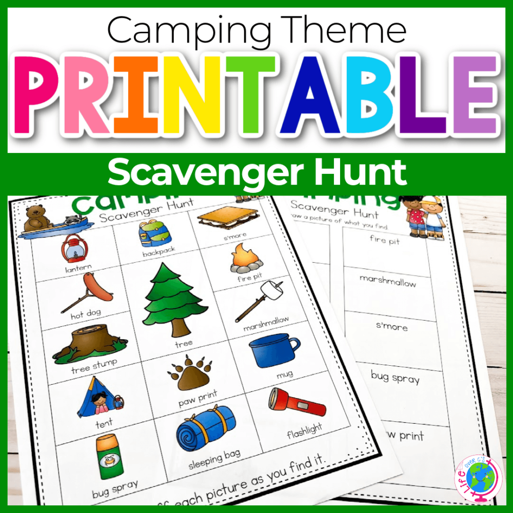 HUGE List of Free Printable Scavenger - Camping Scavenger Hunt Featured Image 2 1000x1000