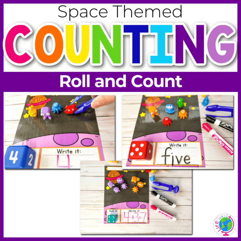 space theme kindergarten counting game.