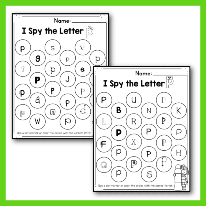 free printable letter p i spy worksheets