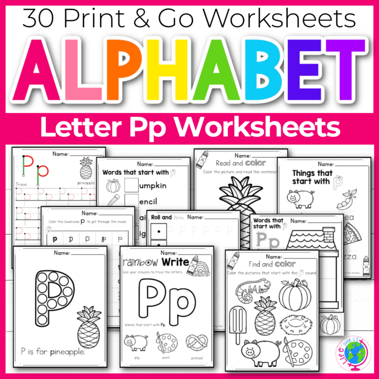 free printable letter p alphabet worksheets