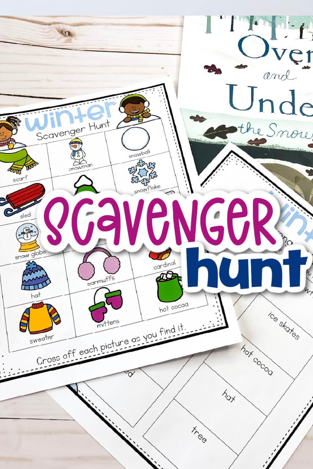 Free Printable Winter Scavenger Hunt for Kids 13 image of a free printable scavenger hunt for winter items.
